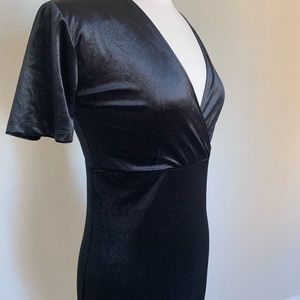 Zara Black Velvet Midi Dress- Large